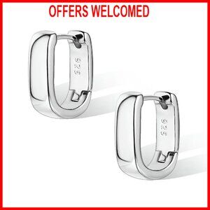 925 Sterling Silver Small Chunky Hoop Earrings Hypoallergenic Huggie